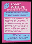1984 Reggie White Memphis Showboats Topps #58 USFL Rookie Football Trading Card