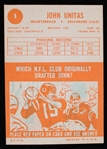 1963 Johnny Unitas Baltimore Colts Topps #1 Football Trading Card