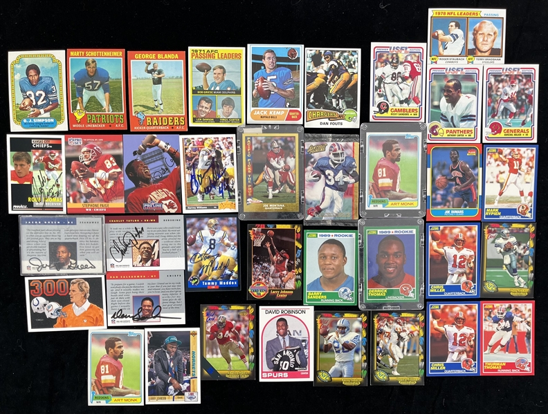 1970s-90s Football Trading Card Collection - Lot of 37 w/ Numerous HOF & Star Rookie Cards + 8 Signed Cards (JSA)