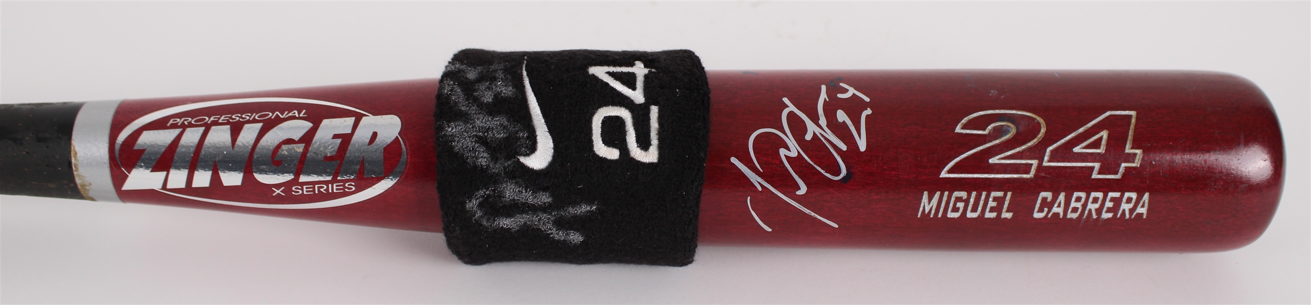 2004-07 Miguel Cabrera Florida Marlins Signed Zinger Professional Model Game Used Bat + Nike Wrist Band (MEARS A7 / JSA)