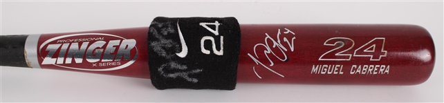 2004-07 Miguel Cabrera Florida Marlins Signed Zinger Professional Model Game Used Bat + Nike Wrist Band (MEARS A7 / JSA)