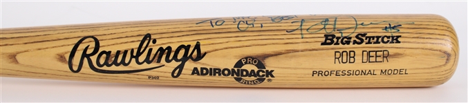 1990 Rob Deer Milwaukee Brewers Signed Rawlings Adirondack Professional Model Bat (MEARS LOA / JSA)
