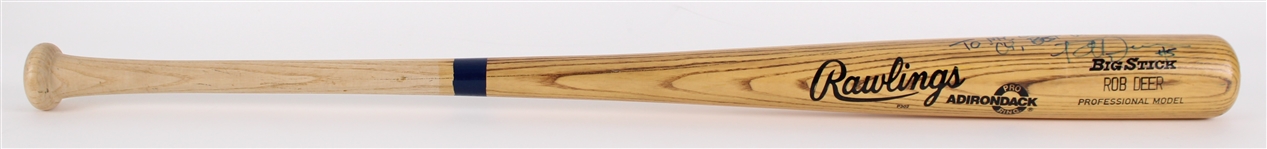 1990 Rob Deer Milwaukee Brewers Signed Rawlings Adirondack Professional Model Bat (MEARS LOA / JSA)