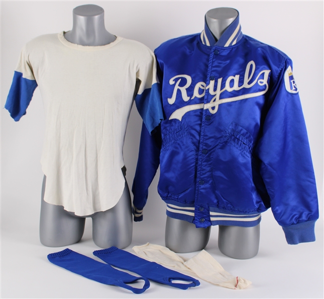 1974-78 Frank White Kansas City Royals Team Warm Up Jacket + Undershirt, Stirrups, Sock (MEARS LOA)