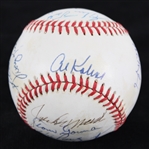 1985-89 Multi Signed OAL Brown Baseball w/ 17 Signatures Including Al Kaline, George Kell & More