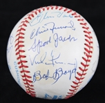 1985-89 Multi Signed OAL Brown Baseball w/ 17 Signatures Including Al Kaline, George Kell & More