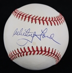 1985-89 Whitey Ford New York Yankees Signed OAL Brown Baseball (JSA)
