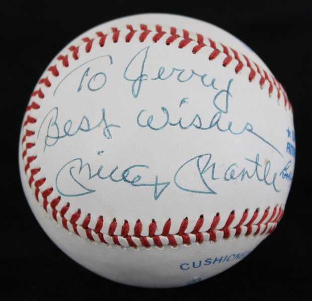 1985-89 Mickey Mantle New York Yankees Signed OAL Brown Baseball (JSA)