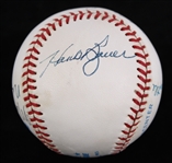 1985-89 New York Yankees Multi Signed OAL Brown Baseball w/ 7 Signatures Including Mickey Mantle, Whitey Ford & More (JSA)