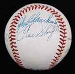 1985-89 New York Yankees Multi Signed OAL Brown Baseball w/ 7 Signatures Including Mickey Mantle, Whitey Ford & More (JSA)
