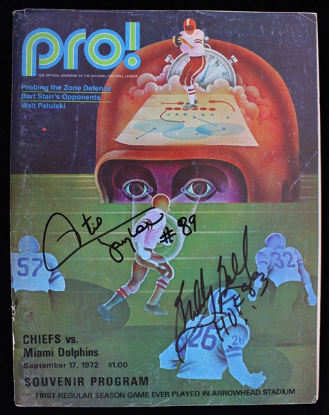 1972 Otis Taylor Bobby Bell Kansas City Chiefs Signed Program from 1st Regular Season Game at Arrowhead Stadium (JSA)