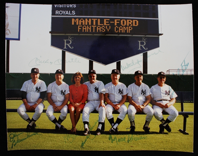 1980s Mickey Mantle Whitey Ford New York Yankees Multi Signed 8" x 10" Fantasy Camp Photo (JSA)