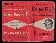 1954 Billy Bruton Milwaukee Braves Playing Centerfield How to Play Better Baseball Booklet 