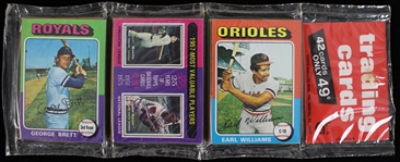 1975 Topps Baseball Trading Cards Unopened Rack Pack w/ George Brett Rookie Card Showing