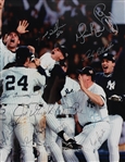 1996 New York Yankees Team Signed 23 x 27 Framed World Series Clinching Photo w/ 19 Signatures Including Mariano Rivera, Andy Pettitte, Joe Torre & More (JSA)