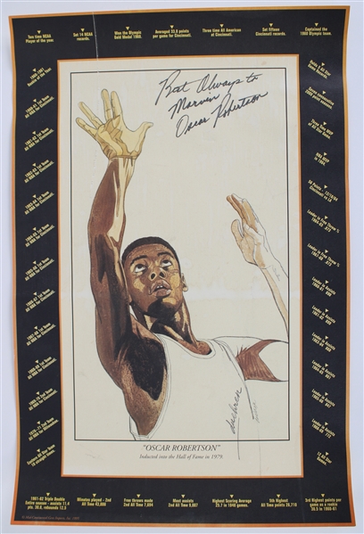 1995 Oscar Robertson Cincinnati Royals Signed 15" x 23" Career Accomplishments Lithograph (JSA)