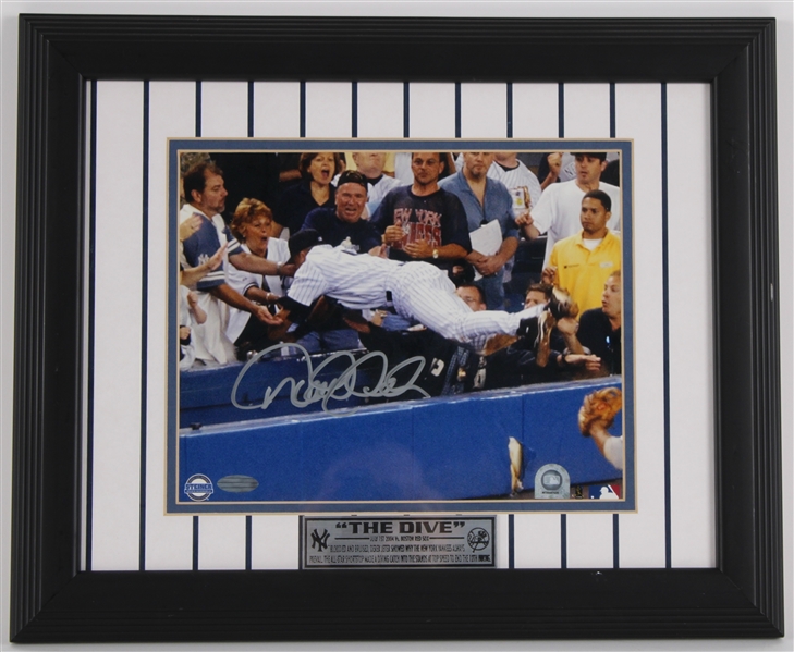 2004 Derek Jeter New York Yankees Signed 13" x 16" Framed "The Dive" Photo (Steiner)