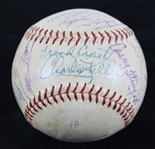 1957 New York Yankees Team Signed OAL Harridge Baseball w/ 28 Signatures Including Yogi Berra, Charlie Keller, Whitey Ford, Elston Howard & More (JSA)