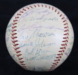 1957 New York Yankees Team Signed OAL Harridge Baseball w/ 28 Signatures Including Yogi Berra, Charlie Keller, Whitey Ford, Elston Howard & More (JSA)