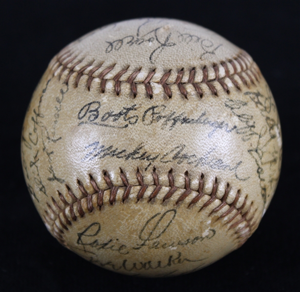 1937 Detroit Tigers Team Signed OAL Harridge Baseball w/ 21 Signatures Including Mickey Cochrane, Goose Goslin, Birdie Tebbetts, Charlie Gehringer & More (JSA)