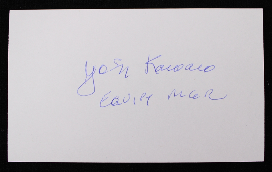 1980s-90s Yosh Kawano Chicago Cubs Equipment Manager Signed 3" x 5" Index Card (JSA)