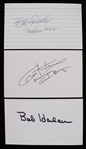 1990s Bob Harlan Bill Lueck Green Bay Packers Signed 3" x 5" Index Cards - Lot of 2