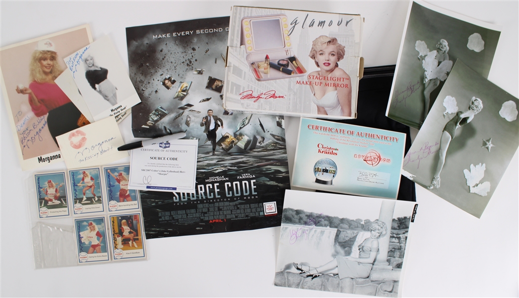 1980s-2000s Hollywood Americana Memorabilia Collection - Lot of 16 w/ Marilyn Monroe Photos / MIB Make Up Mirror, Morganna The Kissing Bandit & More