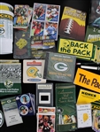 1980's-2000's Green Bay Packers Memorabilia Collection - Lot of Hundreds w/ Football Trading Cards, Pocket Schedules, Bumper Stickers, & More