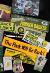 1980's-2000's Green Bay Packers Memorabilia Collection - Lot of Hundreds w/ Football Trading Cards, Pocket Schedules, Bumper Stickers, & More