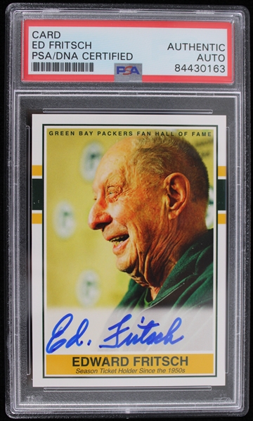 2013-14 Edward Fritsch Green Bay Packers Fan Hall of Fame Signed Trading Card (PSA Slabbed Authentic)