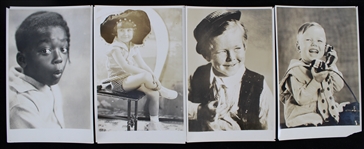 1928-29 Hal Roachs Rascals of Our Gang 4.75" x 7.5" Studio Photographs - Lot of 4 w/ Farina, Wheezer, Mary Ann Jackson & Harry Speer