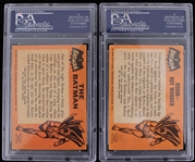 1966 Adam West Burt Ward Batman & Robin Signed Topps #1 & #2 Batman Trading Cards - Lot of 2 (PSA Slabbed Authentic)