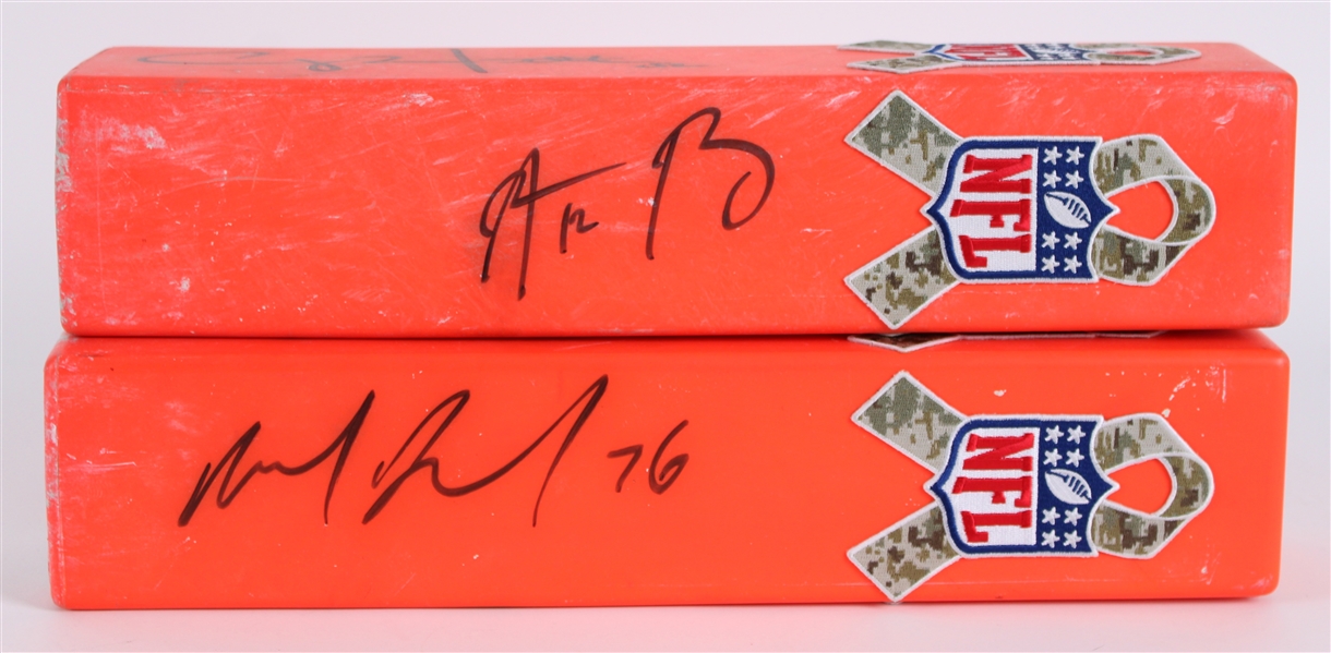 2012-16 Green Bay Packers Signed Salute to Service Game Used End Zone Pylons - Lot of 2 Signed by Aaron Rodgers, Clay Matthews, Mike Daniels & Nick Perry (MEARS LOA / JSA / Pepper Burruss Collection)