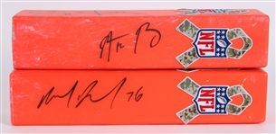 2012-16 Green Bay Packers Signed Salute to Service Game Used End Zone Pylons - Lot of 2 Signed by Aaron Rodgers, Clay Matthews, Mike Daniels & Nick Perry (MEARS LOA / JSA / Pepper Burruss Collection)
