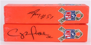 2012-16 Green Bay Packers Signed Salute to Service Game Used End Zone Pylons - Lot of 2 Signed by Aaron Rodgers, Clay Matthews, Mike Daniels & Nick Perry (MEARS LOA / JSA / Pepper Burruss Collection)