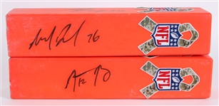 2012-16 Green Bay Packers Signed Salute to Service Game Used End Zone Pylons - Lot of 2 Signed by Aaron Rodgers, Clay Matthews, Mike Daniels & Nick Perry (MEARS LOA / JSA / Pepper Burruss Collection)