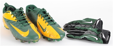 2012 Donald Driver Green Bay Packers Signed Game Worn Nike Cleats + Receiver Gloves (MEARS LOA / JSA / Pepper Burruss Collection) Final Season