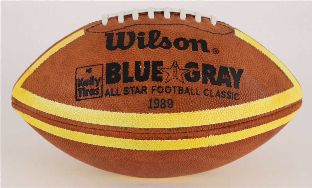 1989 Blue Gray All Star Football Classic Experimental Fluorescent Striped Football Invented by Charlie Finley (MEARS LOA / Pepper Burruss Collection)