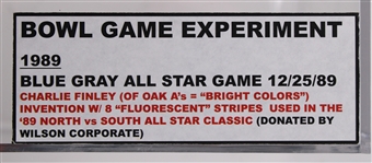 1989 Blue Gray All Star Football Classic Experimental Fluorescent Striped Football Invented by Charlie Finley (MEARS LOA / Pepper Burruss Collection)