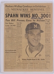 1961 Warren Spahn Milwaukee Braves Signed Milwaukee Sentinel Newspaper (JSA)