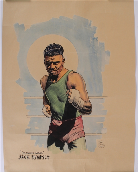 1895-1983 Jack Dempsey "The Manassa Mauler" 21x29 Original Bob Thomas Artwork