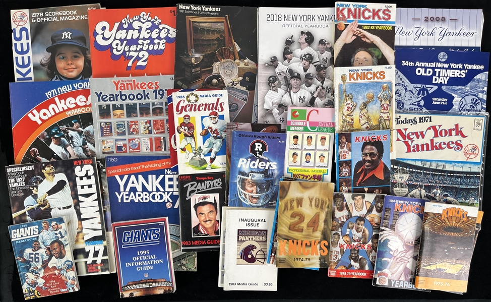 1970s-2000s MLB, NBA, NFL Yearbooks, Scorebooks, Media Guides & more (Lot of 65+)