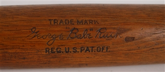 1925-26 George Babe Ruth New York Yankees H&B Louisville Slugger Professional Model Hickory Game Used Bat (MEARS A10, & PSA/DNA A9) 