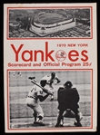 1970 New York Yankees Yankee Stadium Unscored Game Program