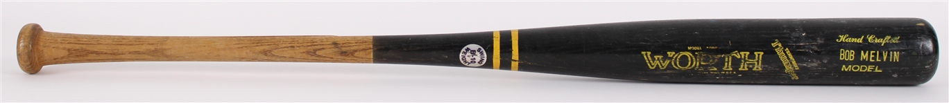 1985 Bob Melvin Detroit Tigers Worth Professional Model Game Used Bat (MEARS LOA) Rookie Season