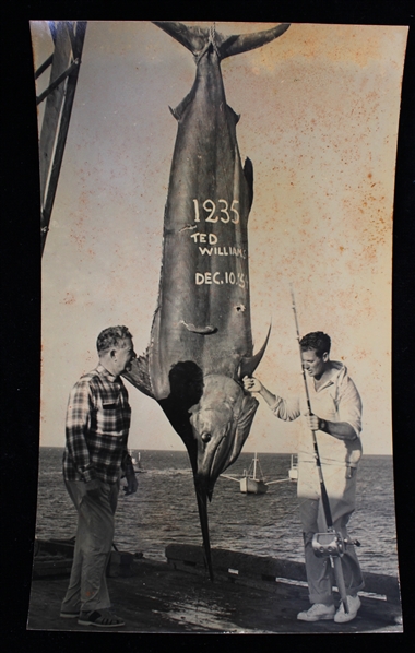 1950s Ted Williams 5.5"x9.5" B&W Fishing Photo (Ted Williams LOA)