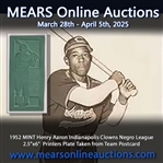 1952 MINT Henry Aaron Indianapolis Clowns Negro League 2.5"x6" Printers Plate Taken from Team Postcard