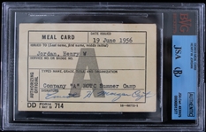 1956 Henry Jordan (d.1977) Cleveland Browns Green Bay Packers Signed Meal Card (Beckett Slabbed)*JSA*