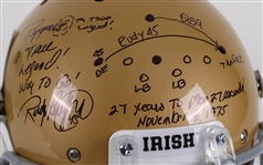 2000's Rudy Ruettiger Notre Dame Fighting Irish Signed Inscribed & Diagramed Full Size Display Helmet (JSA / Pepper Burruss Collection)