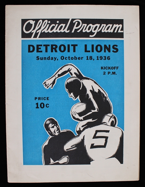1936 Green Bay Packers Detroit Lions City Stadium Game Program (Pepper Burruss Collection)